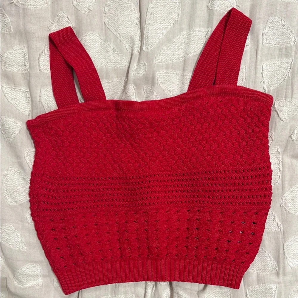 Astr Red Ribbed Crop Tank Top like new. Size small - Picture 8 of 8
